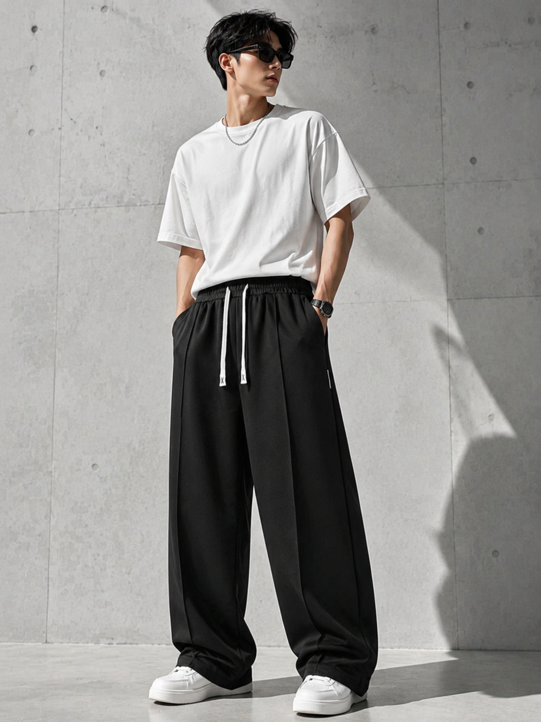 Men's Premium Baggy Fit Drawstring Trouser – Relaxed Streetwear Trouser | Black