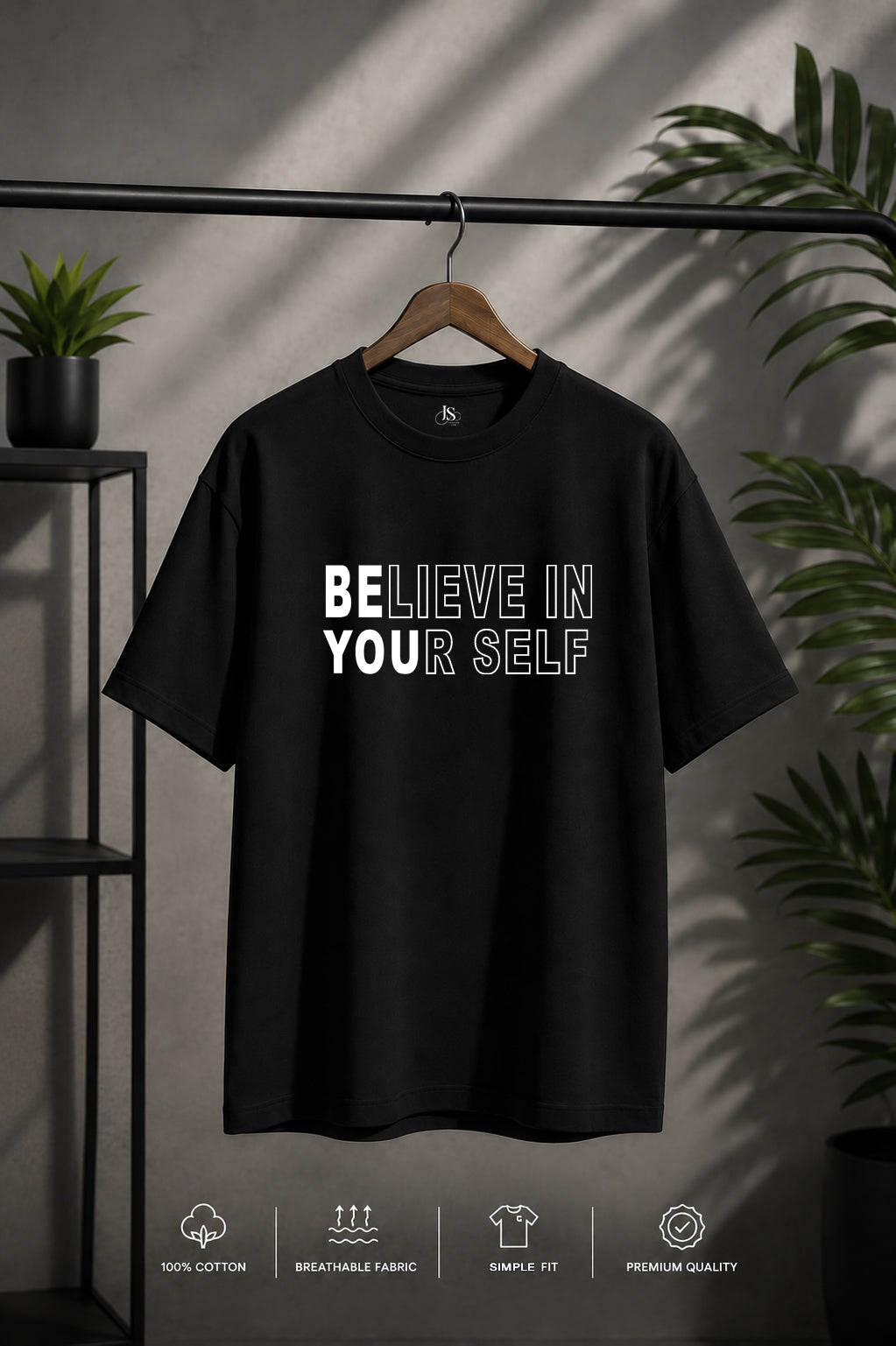 JS Fashion Lab Premium Printed Side Black T-Shirt Multi Design Be You | 100% Cotton | Streetwear