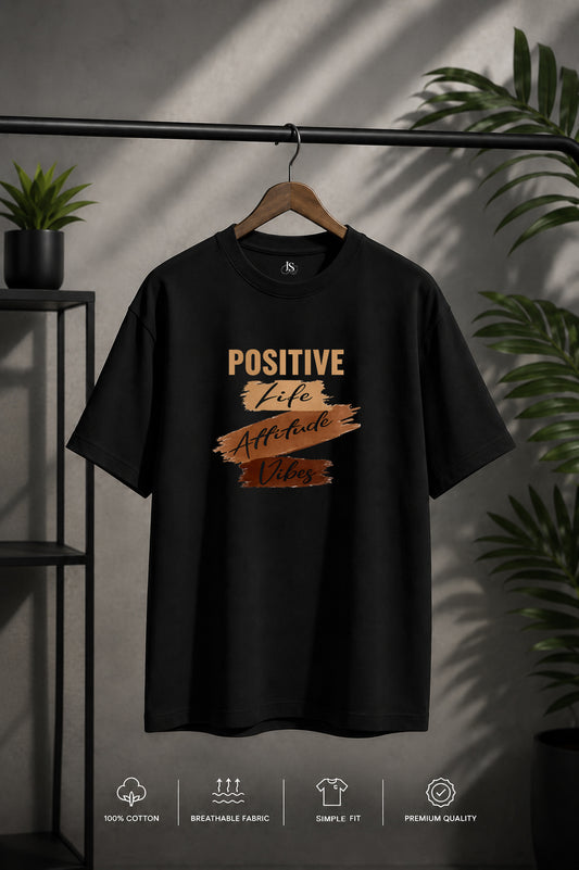 JS Fashion Lab Premium Printed Positive Vibe Black T-Shirt Multi Design | 100% Cotton | Streetwear