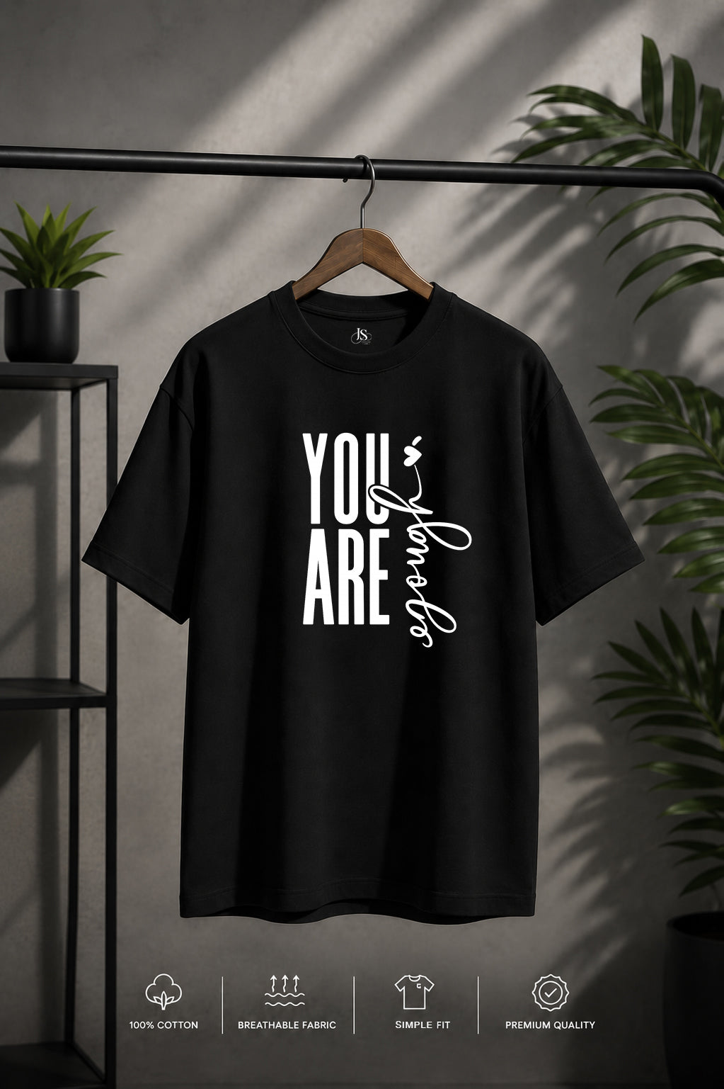 JS Fashion Lab Premium Printed Side Black T-Shirt Multi Design Be You | 100% Cotton | Streetwear