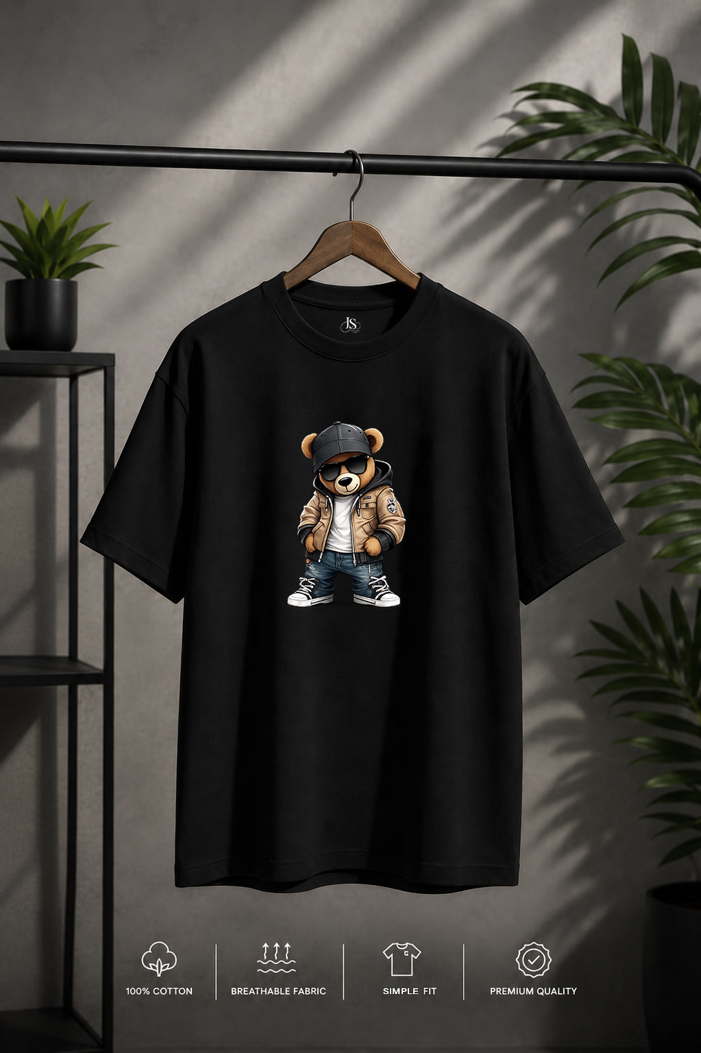 JS Fashion Lab Premium Multi Printed Black T-Shirt Design | 100% Cotton | Streetwear