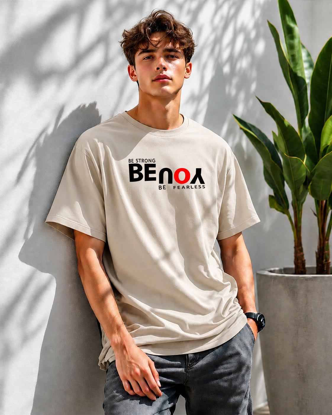 JS Fashion Lab Premium Printed Side Beige T-Shirt Multi Design Be You | 100% Cotton | Streetwear