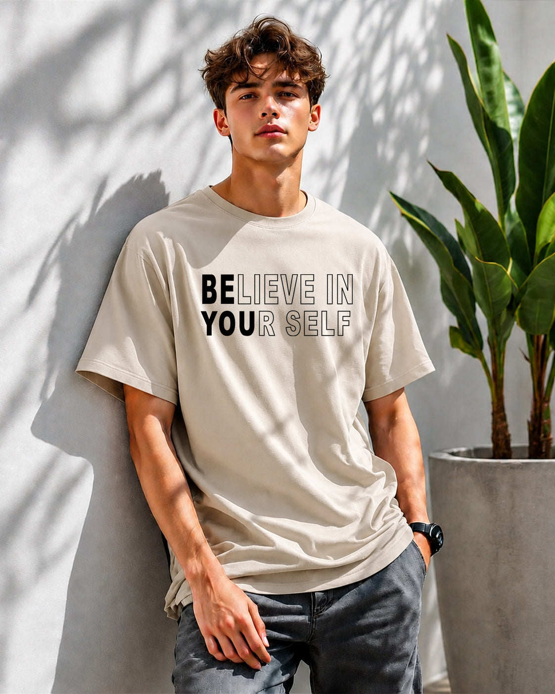 JS Fashion Lab Premium Printed Side Beige T-Shirt Multi Design Be You | 100% Cotton | Streetwear