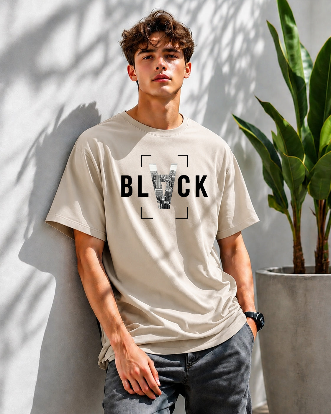JS Fashion Lab Premium Printed Beige T-Shirt Multi Design Stay Focus | 100% Cotton | Streetwear