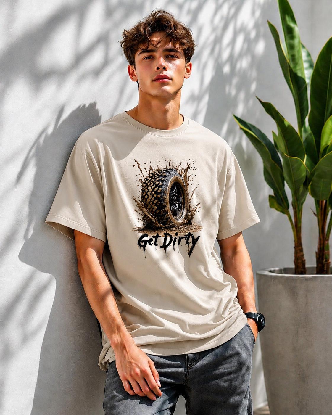 JS Fashion Lab Premium Printed Beige T-Shirt Multi Design Stay Focus | 100% Cotton | Streetwear