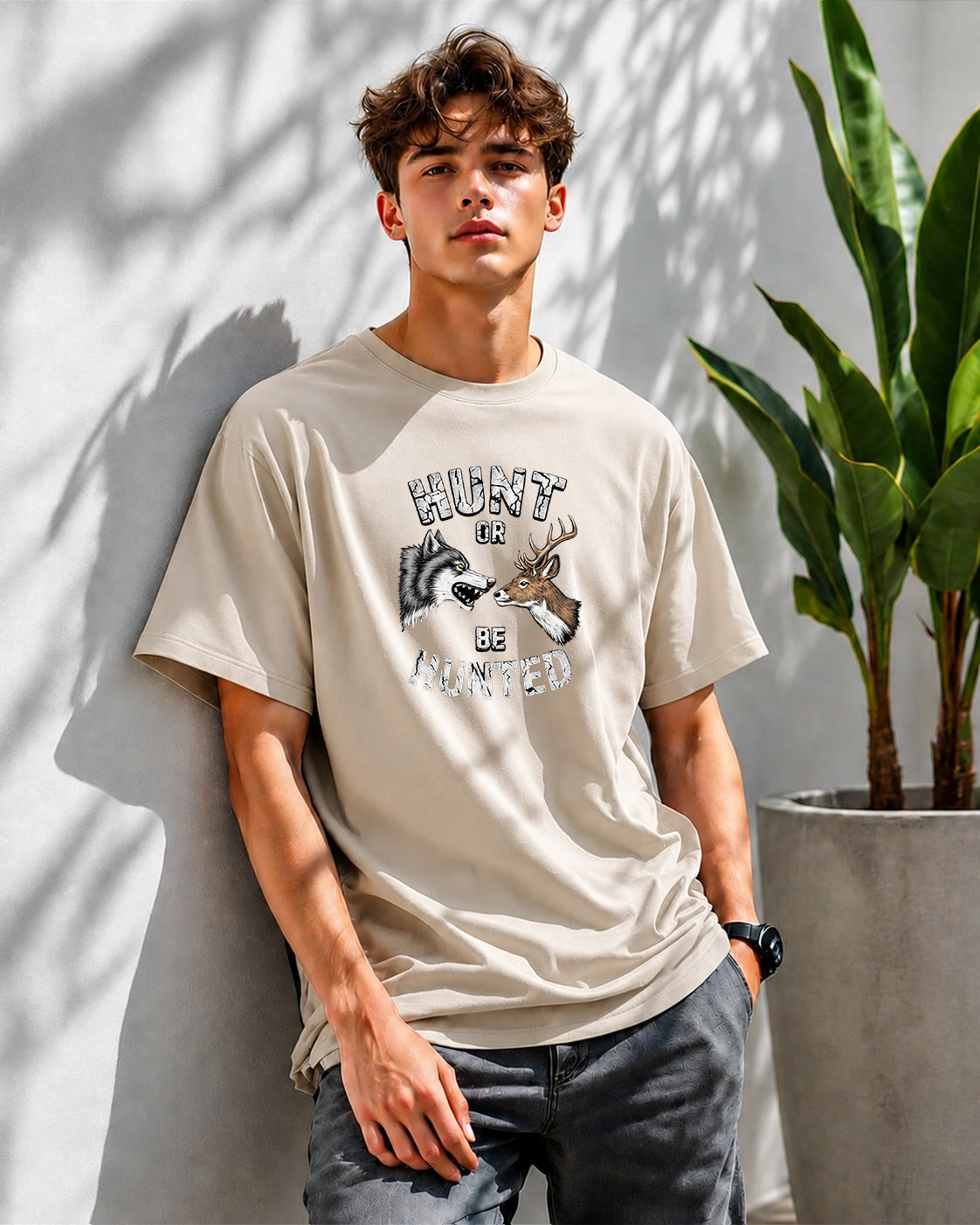 JS Fashion Lab Premium Printed Beige T-Shirt Multi Design Stay Focus | 100% Cotton | Streetwear