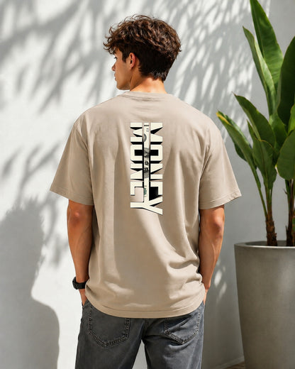 JS Fashion Lab Premium Printed Back Side Beige T-Shirt Multi Design Money | 100% Cotton | Streetwear