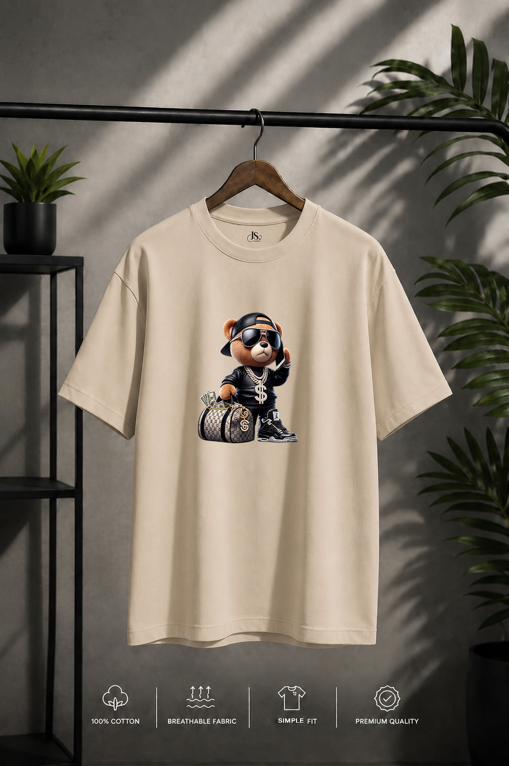JS Fashion Lab Premium Multi Printed Beige T-Shirt Design | 100% Cotton | Streetwear
