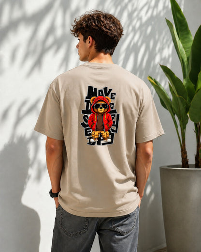 JS Fashion Lab Premium Printed Back Side Beige T-Shirt Multi Design Money | 100% Cotton | Streetwear