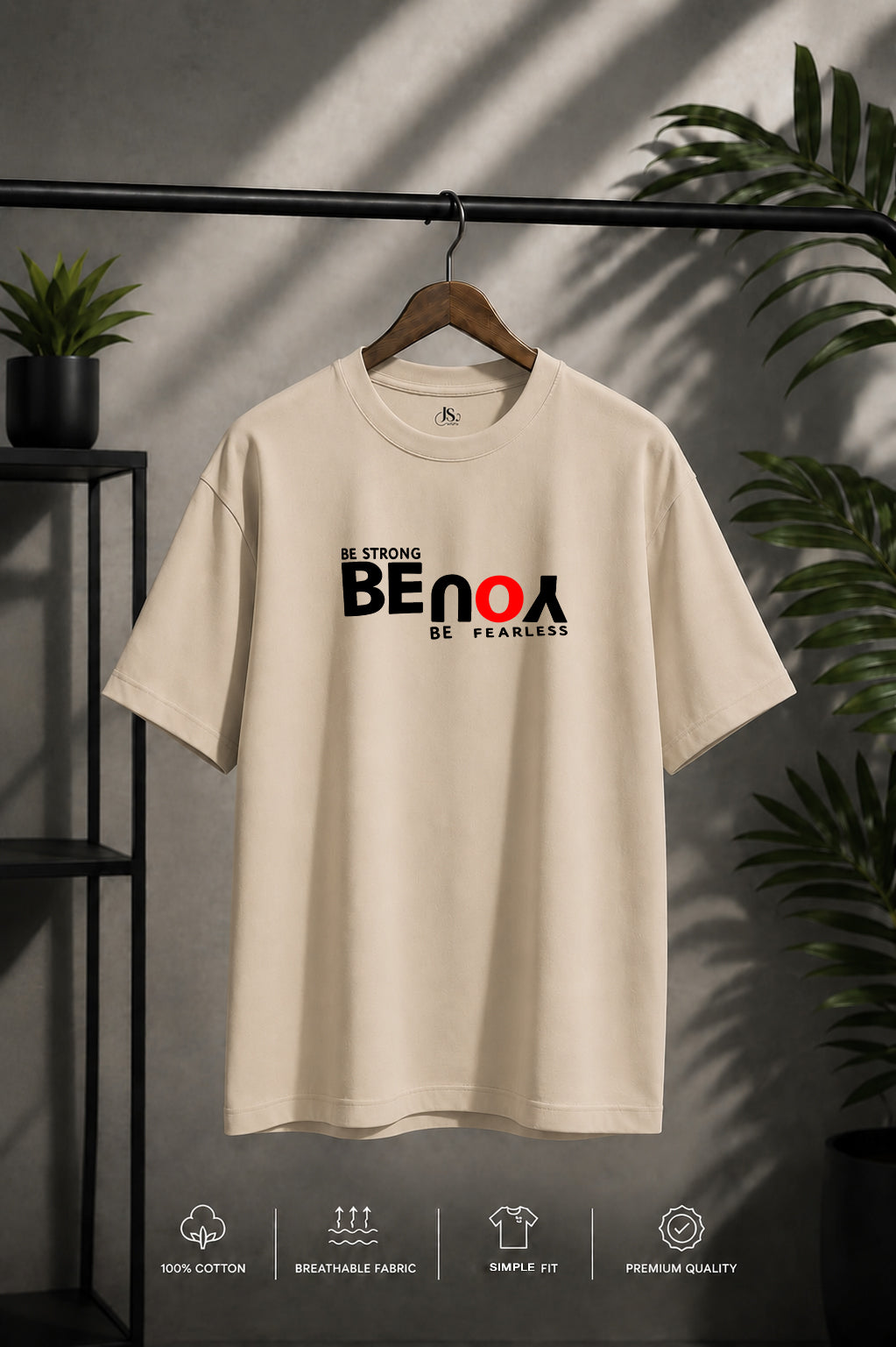 JS Fashion Lab Premium Printed Side Beige T-Shirt Multi Design Be You | 100% Cotton | Streetwear