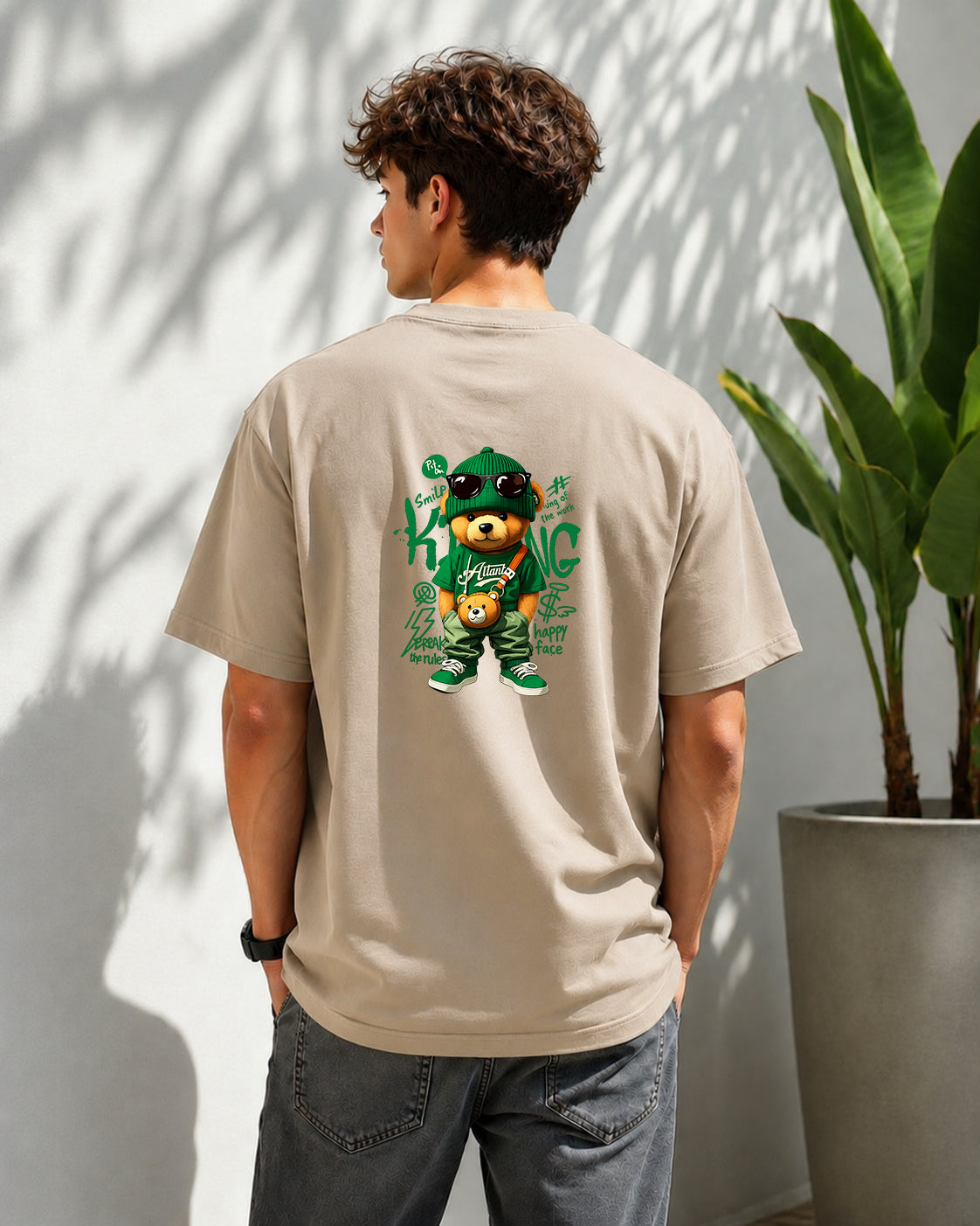 JS Fashion Lab Premium Printed Back Side Beige T-Shirt Multi Design Money | 100% Cotton | Streetwear