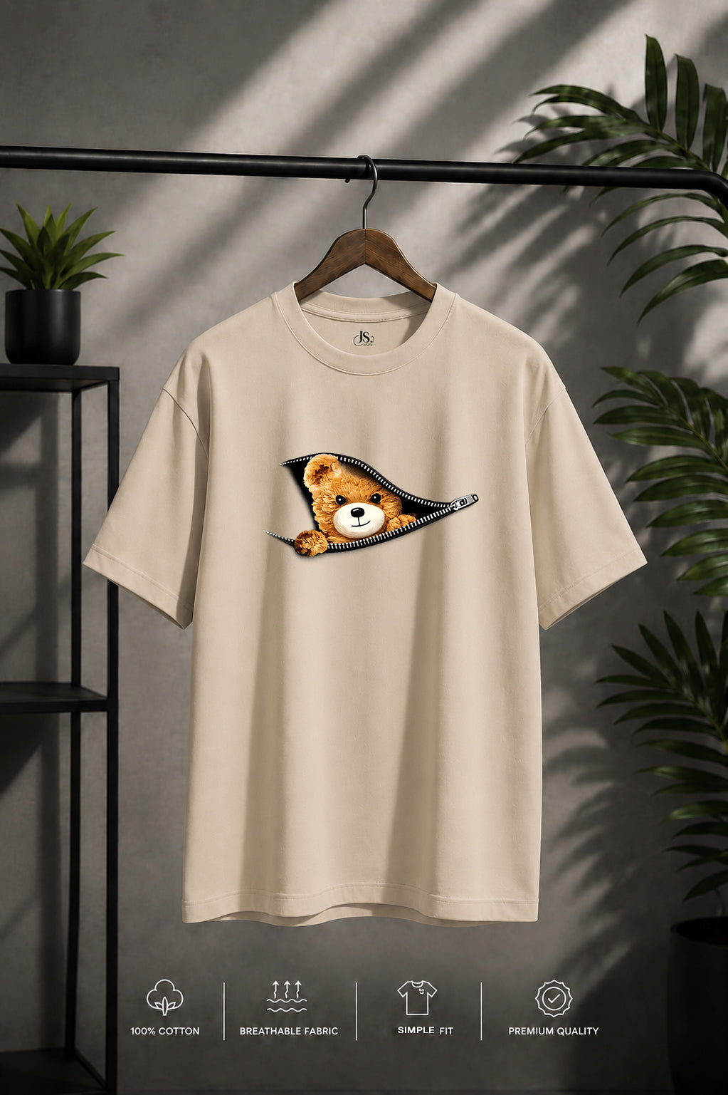 JS Fashion Lab Premium Multi Printed Beige T-Shirt Design | 100% Cotton | Streetwear