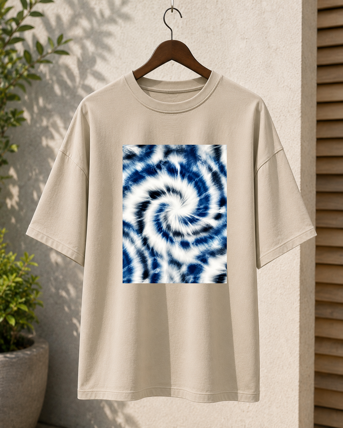 Premium Oversized Beige T-Shirt for Men DTF Design | Drop Shoulder Casual Tee
