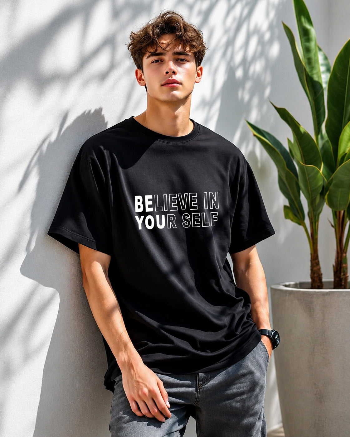 JS Fashion Lab Premium Printed Side Black T-Shirt Multi Design Be You | 100% Cotton | Streetwear