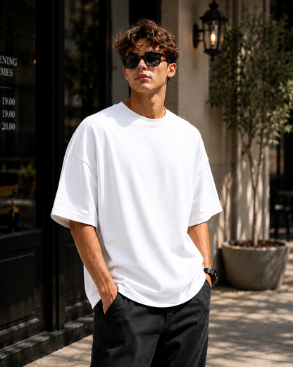 Premium Oversized Plain T-Shirt for Men | Drop Shoulder Casual Tee