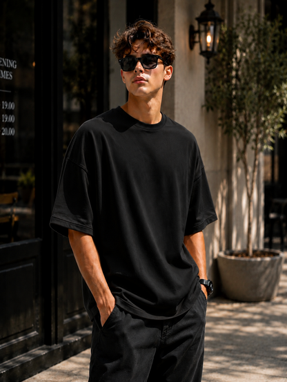Premium Oversized Plain T-Shirt for Men | Drop Shoulder Casual Tee