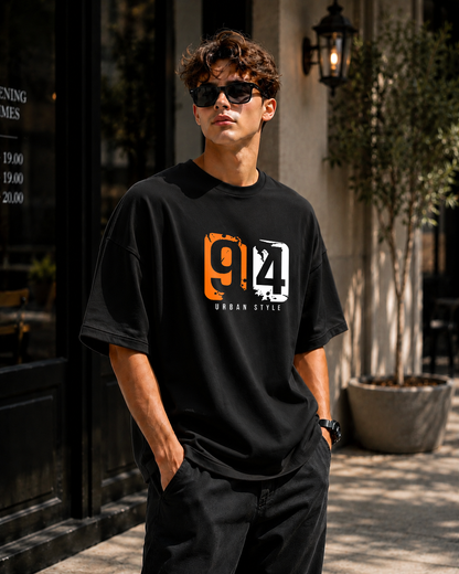 Premium Oversized Black T-Shirt for Men DTF Design | Drop Shoulder Casual Tee