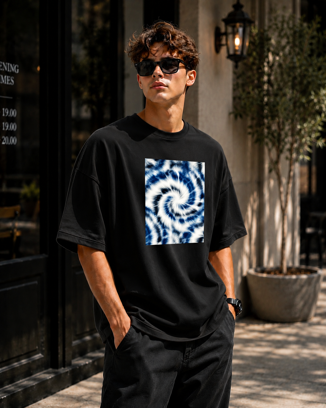 Premium Oversized Black T-Shirt for Men DTF Design | Drop Shoulder Casual Tee