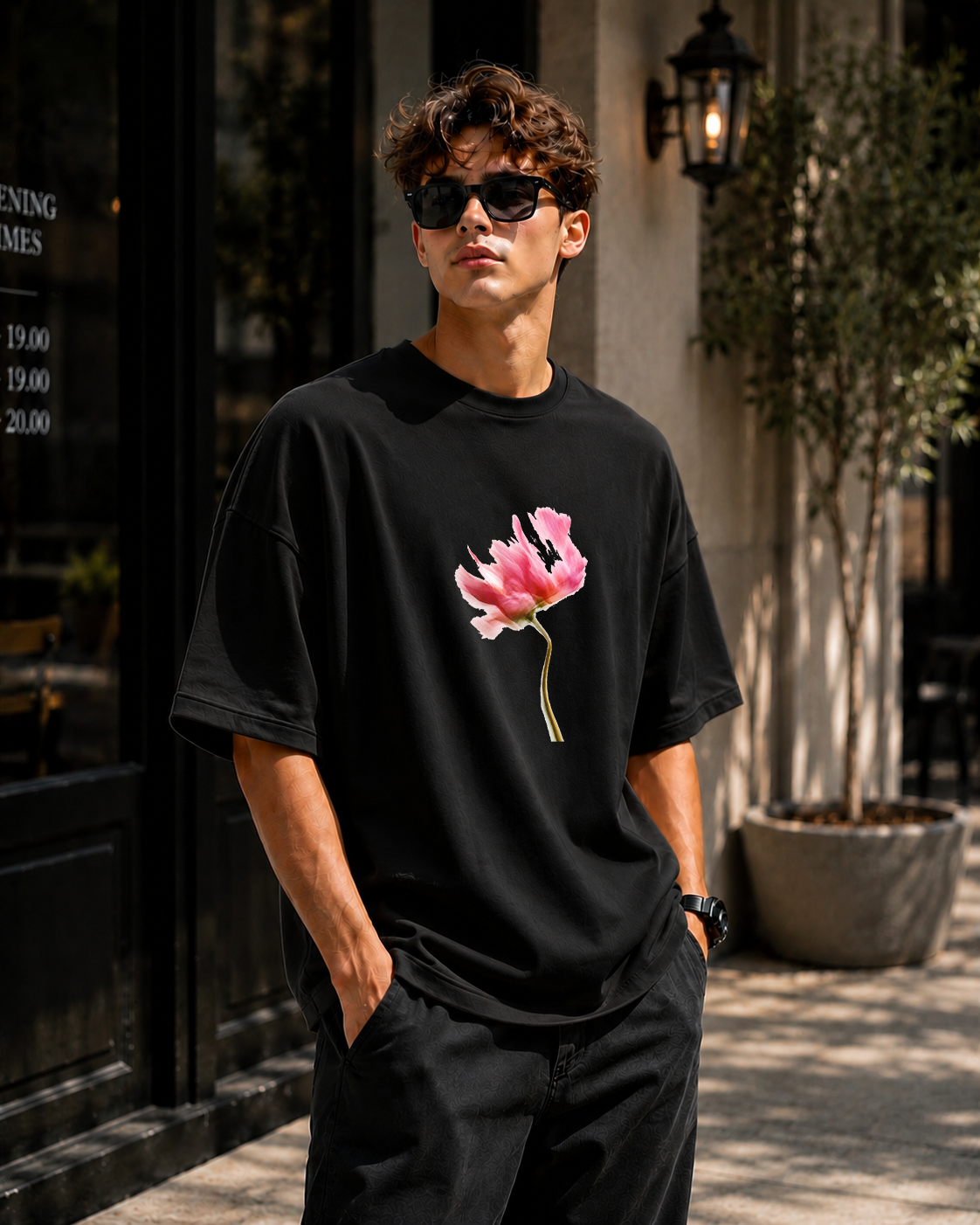 Premium Oversized Black T-Shirt for Men DTF Design | Drop Shoulder Casual Tee