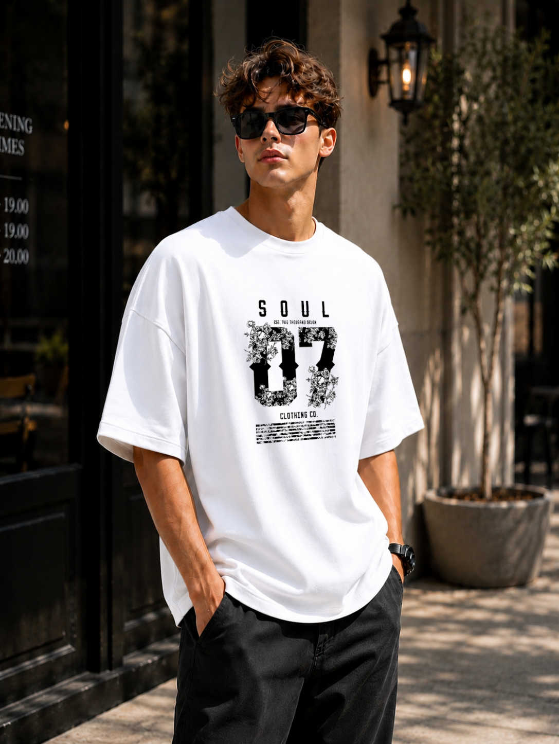 Premium Oversized White T-Shirt for Men DTF Design | Drop Shoulder Casual Tee