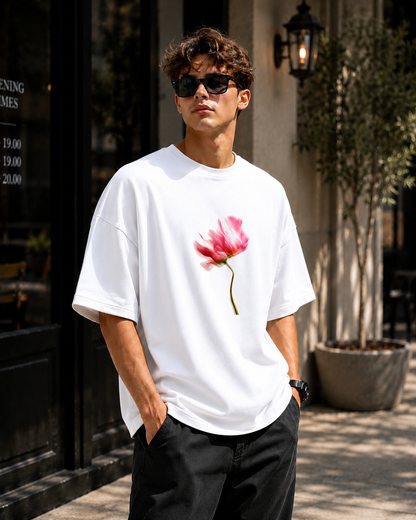 Premium Oversized White T-Shirt for Men DTF Design | Drop Shoulder Casual Tee