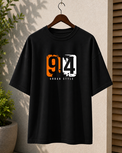 Premium Oversized Black T-Shirt for Men DTF Design | Drop Shoulder Casual Tee