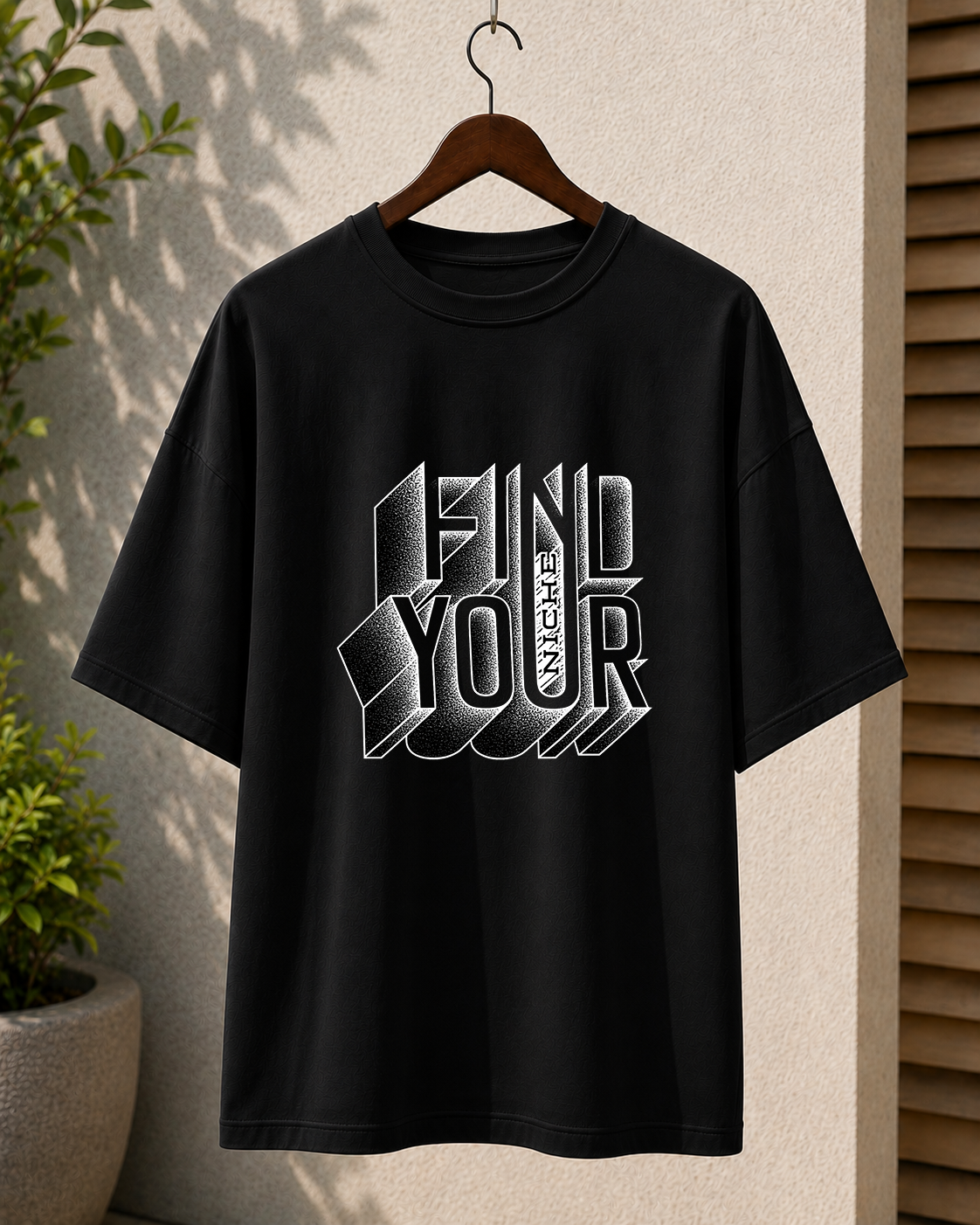 Premium Oversized Black T-Shirt for Men DTF Design | Drop Shoulder Casual Tee