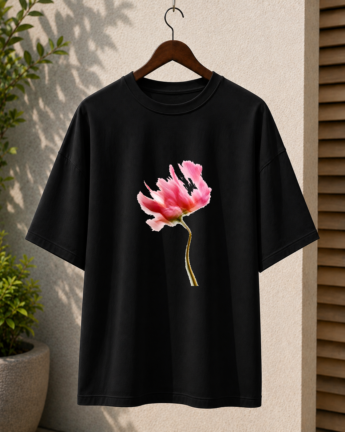Premium Oversized Black T-Shirt for Men DTF Design | Drop Shoulder Casual Tee