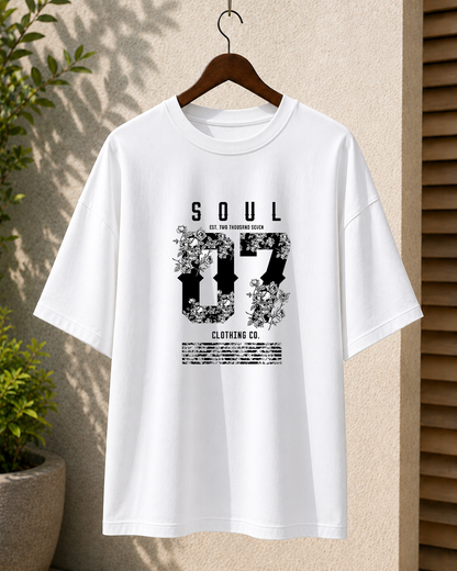 Premium Oversized White T-Shirt for Men DTF Design | Drop Shoulder Casual Tee