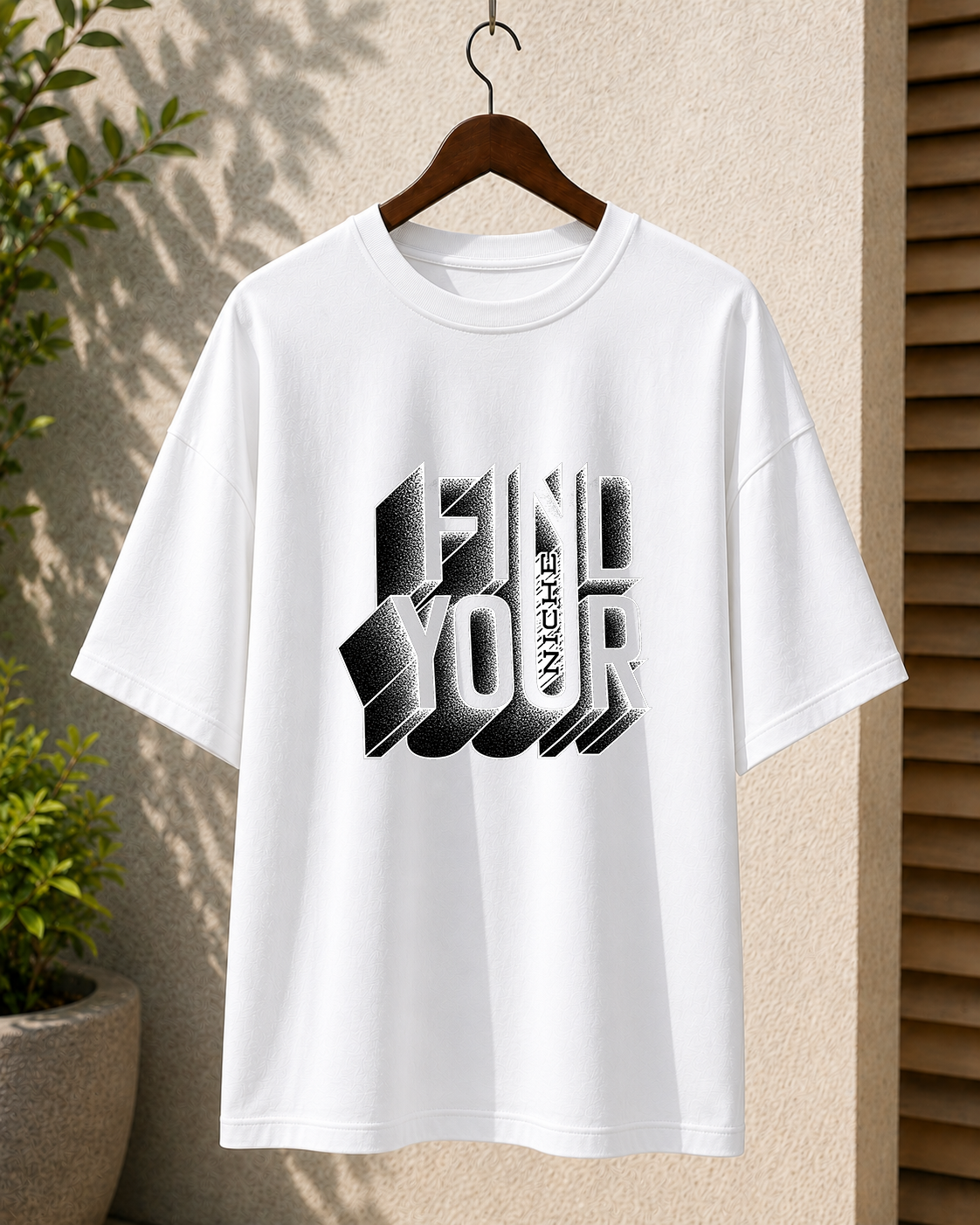 Premium Oversized White T-Shirt for Men DTF Design | Drop Shoulder Casual Tee
