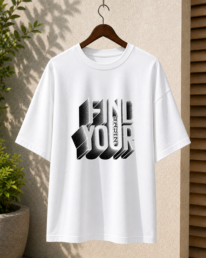 Premium Oversized White T-Shirt for Men DTF Design | Drop Shoulder Casual Tee