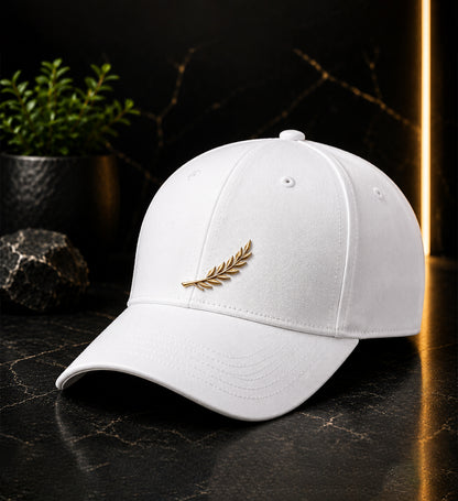 Leaf Premium Logo DTF Design Black & White Cap | Luxury Adjustable Snapback