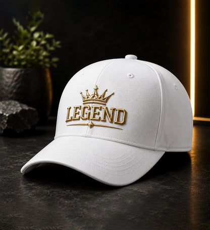 LEGEND Premium Logo DTF Design Black & White Cap | Luxury Adjustable Snapback