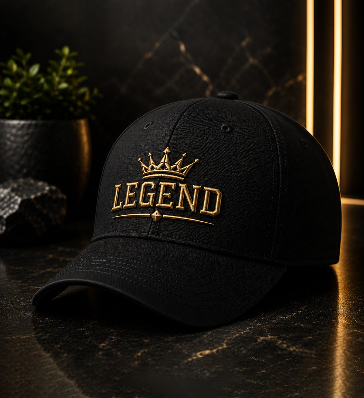LEGEND Premium Logo DTF Design Black & White Cap | Luxury Adjustable Snapback