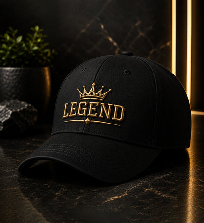 LEGEND Premium Logo DTF Design Black & White Cap | Luxury Adjustable Snapback