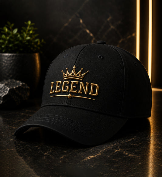 LEGEND Premium Logo DTF Design Black & White Cap | Luxury Adjustable Snapback