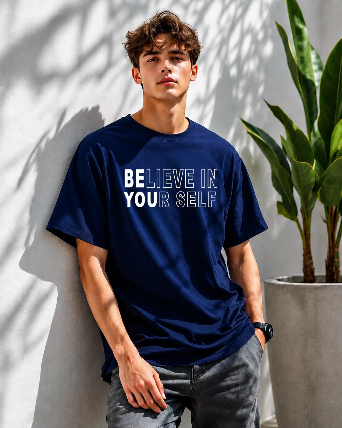 JS Fashion Lab Premium Printed Side Navy Blue T-Shirt Multi Design Be You | 100% Cotton | Streetwear
