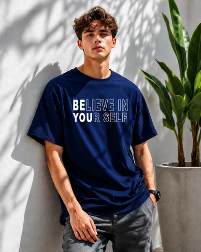 JS Fashion Lab Premium Printed Side Navy Blue T-Shirt Multi Design Be You | 100% Cotton | Streetwear