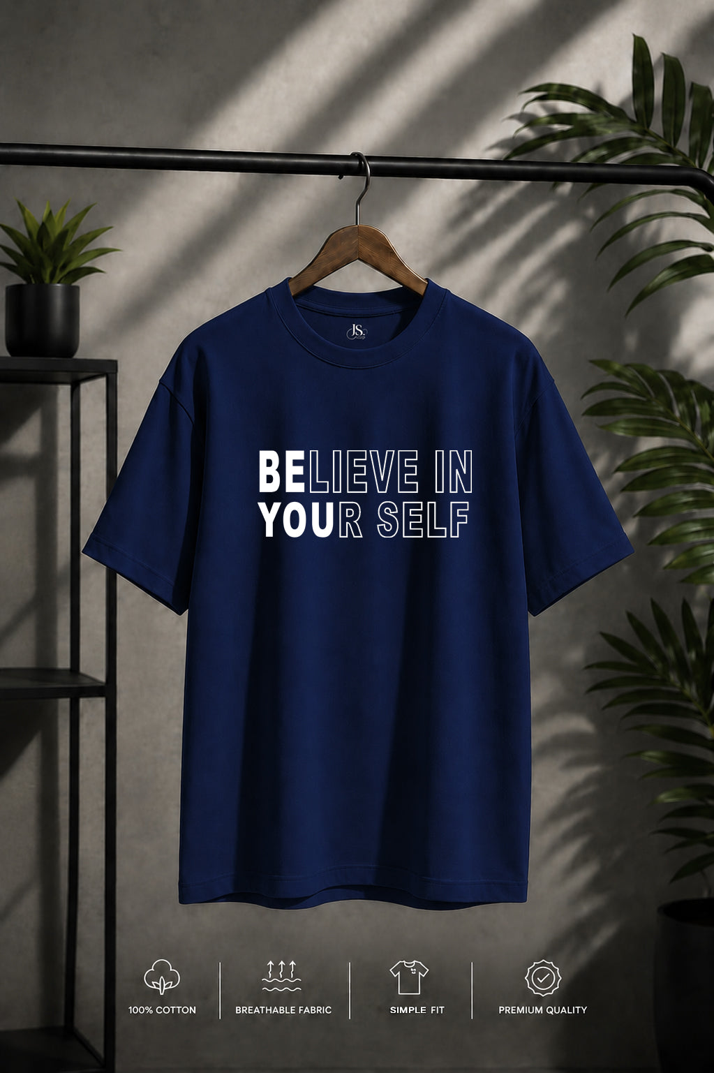 JS Fashion Lab Premium Printed Side Navy Blue T-Shirt Multi Design Be You | 100% Cotton | Streetwear