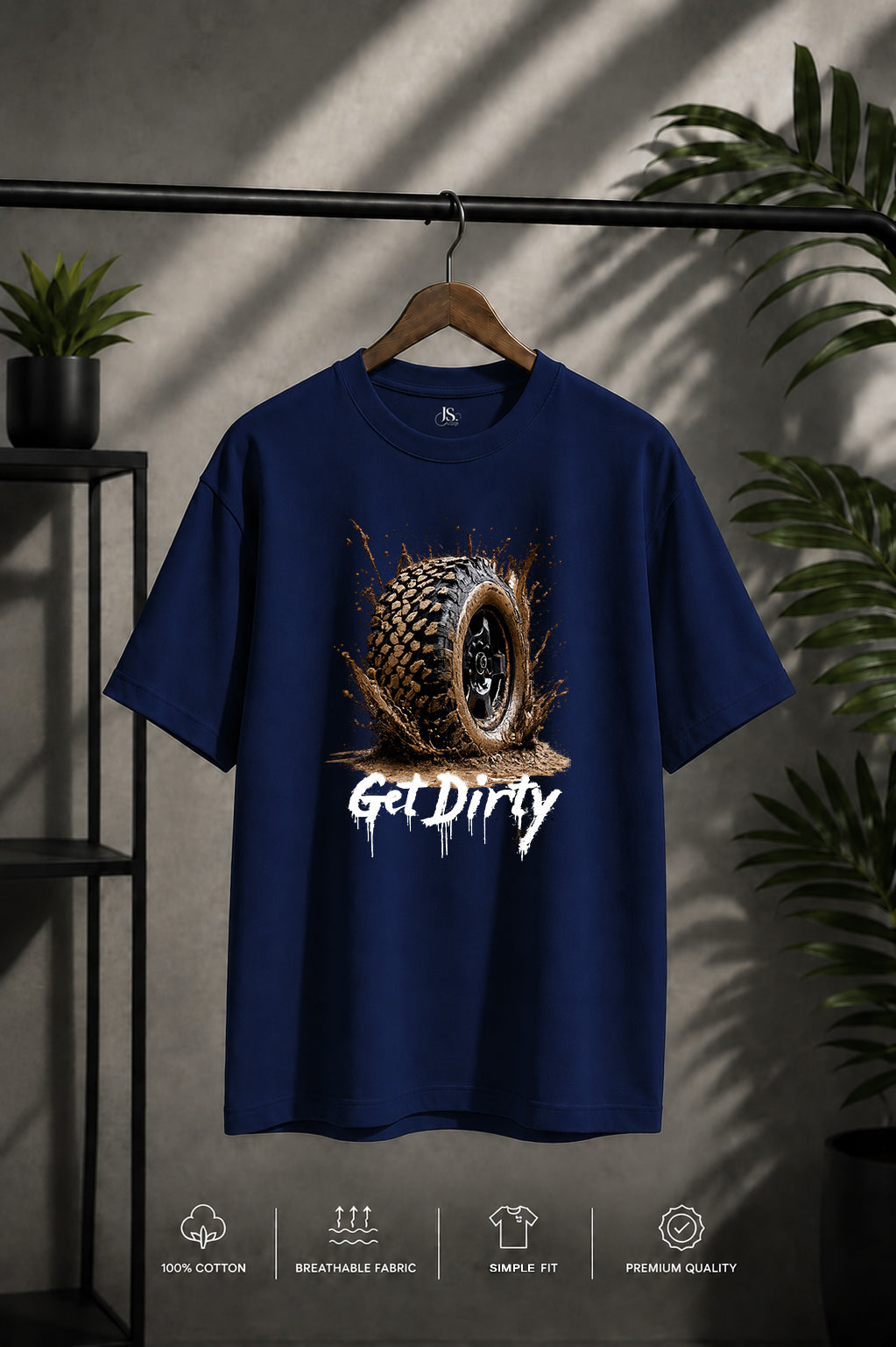 JS Fashion Lab Premium Printed Navy Blue T-Shirt Multi Design Stay Focus | 100% Cotton | Streetwear