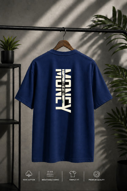 JS Fashion Lab Premium Printed Back Side Navy Blue T-Shirt Multi Design Money | 100% Cotton | Streetwear