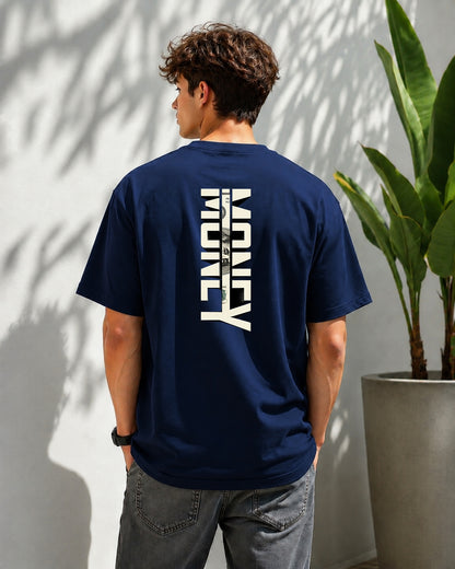 JS Fashion Lab Premium Printed Back Side Navy Blue T-Shirt Multi Design Money | 100% Cotton | Streetwear