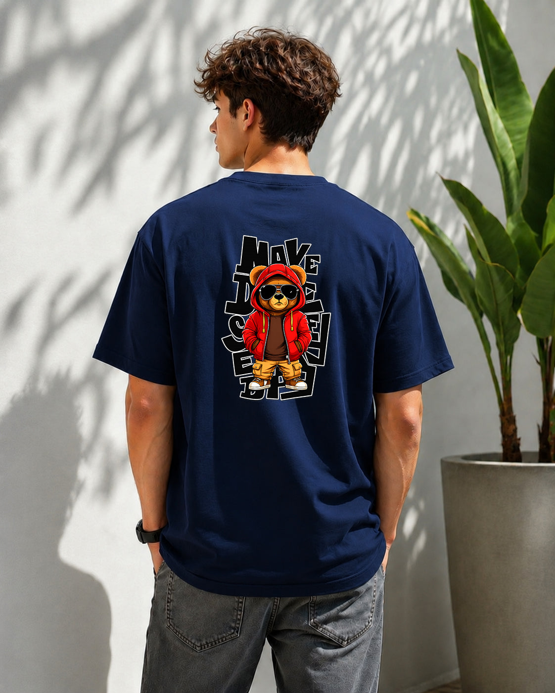 JS Fashion Lab Premium Printed Back Side Navy Blue T-Shirt Multi Design Money | 100% Cotton | Streetwear