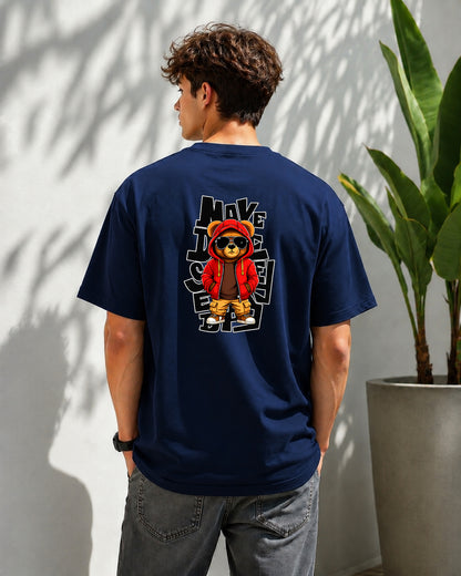 JS Fashion Lab Premium Printed Back Side Navy Blue T-Shirt Multi Design Money | 100% Cotton | Streetwear