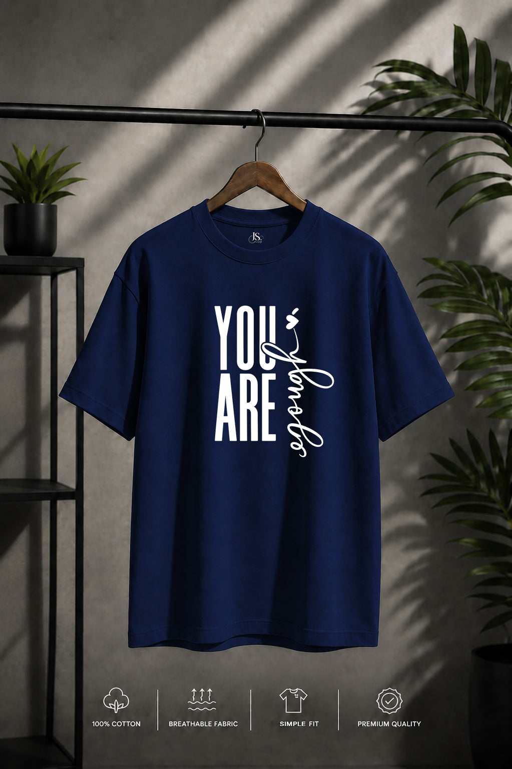 JS Fashion Lab Premium Printed Side Navy Blue T-Shirt Multi Design Be You | 100% Cotton | Streetwear