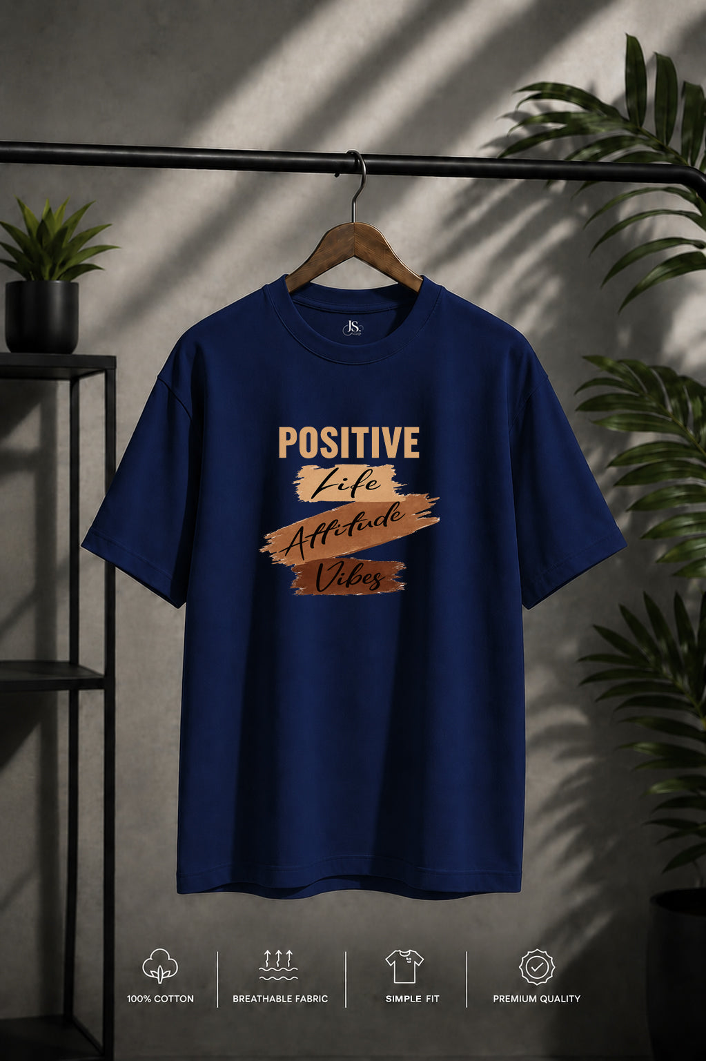 JS Fashion Lab Premium Printed Positive Navy Blue T-Shirt Multi Design | 100% Cotton | Streetwear