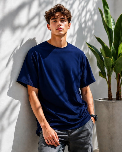 JS Fashion Lab Premium Plain Navi Blue T-Shirt | 100% Cotton | Streetwear