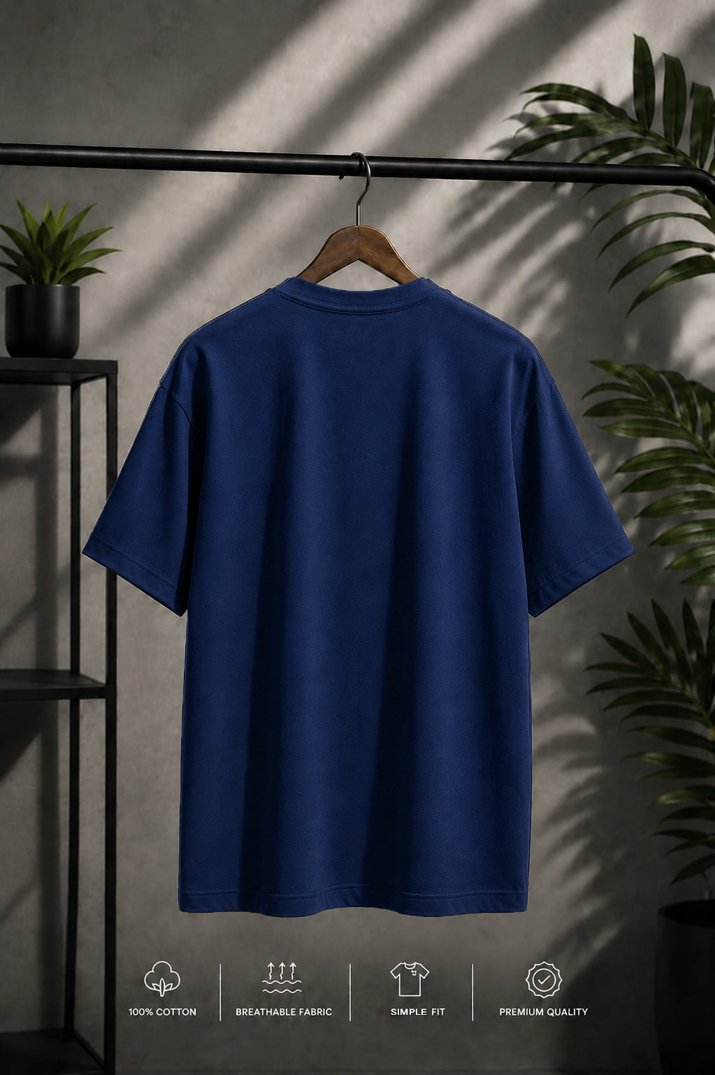 JS Fashion Lab Premium Plain Navi Blue T-Shirt | 100% Cotton | Streetwear