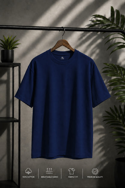 JS Fashion Lab Premium Plain Navi Blue T-Shirt | 100% Cotton | Streetwear