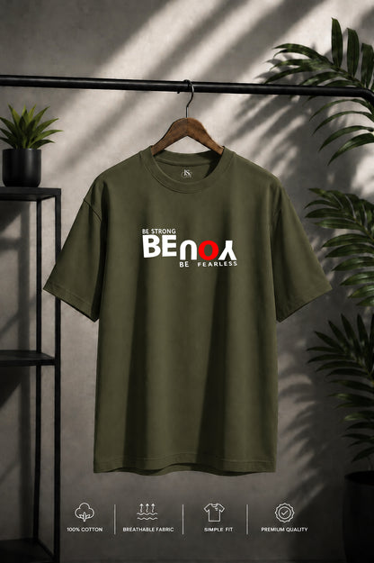 JS Fashion Lab Premium Printed Side Olive Green T-Shirt Multi Design Be You | 100% Cotton | Streetwear